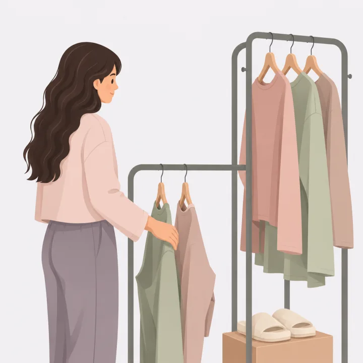 Tienda de moda organizando prendas