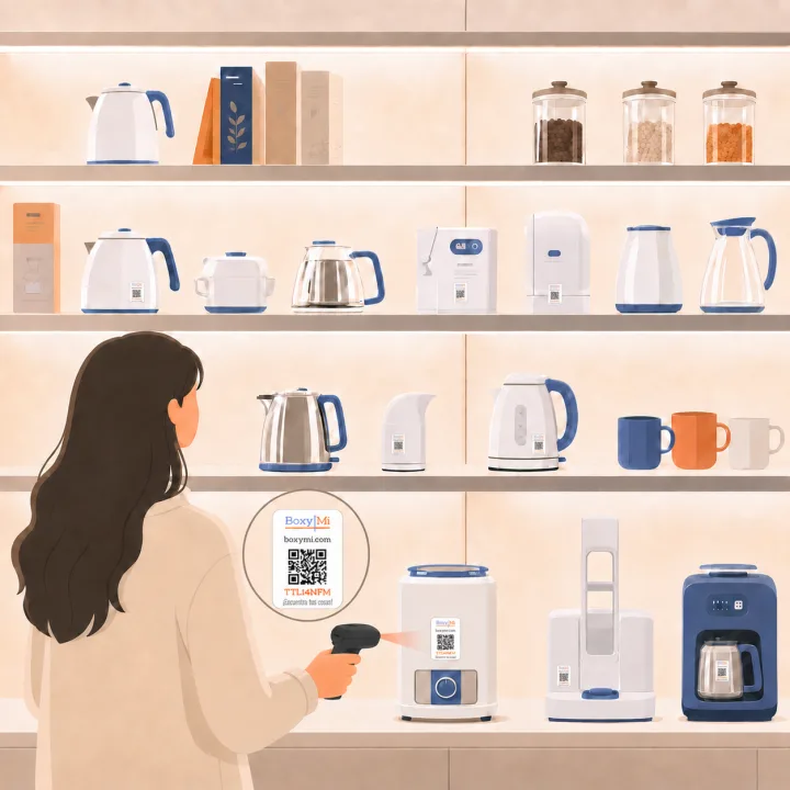 Trabajadora de tienda escaneando productos etiquetados